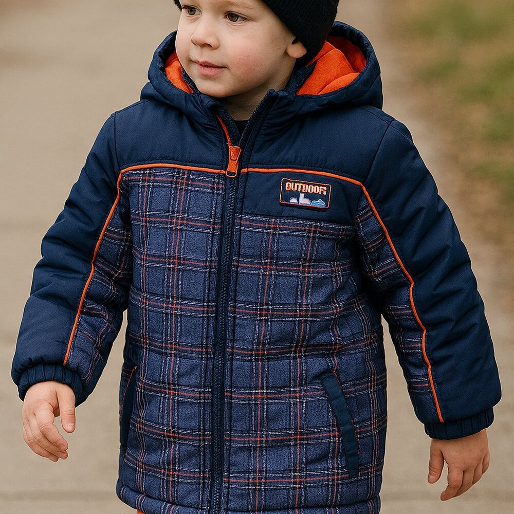 Xtreme Plaid Down Boys Size 5 Alternative Hooded Fleece Lined Puffer Jacket